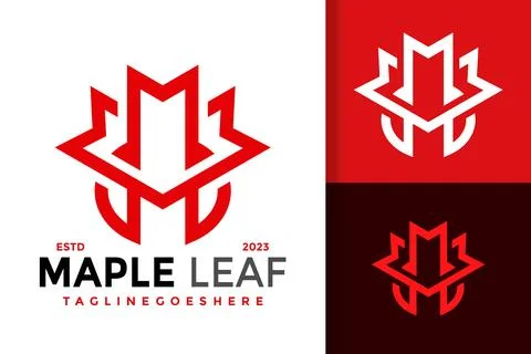 Vector Letter M Maple Leaf Canadian Initials Logo Illustrazione stock