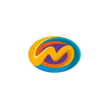 Vector letter M symbol designed with oval, smooth lines. Stock Illustration