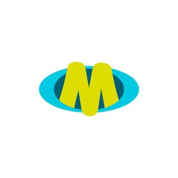 Vector letter M symbol designed with oval, smooth lines. Stock Illustration