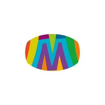 Vector letter M symbol designed with oval, smooth lines. Stock Illustration