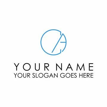 Vector letter or CA font inside a circle. Illustrazione stock