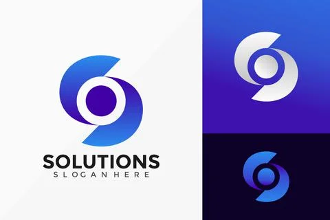 Vector Letter S Solutions Technology Logo Design. Abstract emblem, designs co Stock Illustration