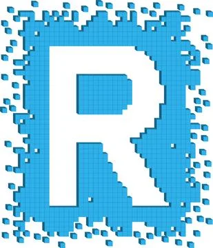 Vector letter sign R shaped with blue three dimensional cubes Stockillustratie