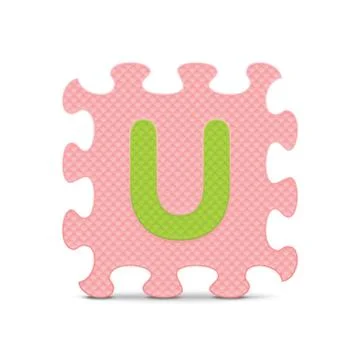 Vector letter "u" written with alphabet puzzle Stock Illustration