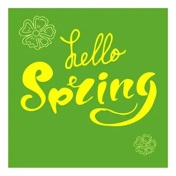 Vector lettering card word Hello Spring Stock Illustration