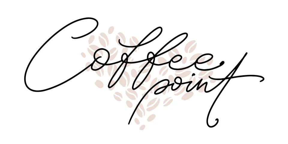 Vector lettering with coffee point words on background with coffee beans in.. Stock Illustration
