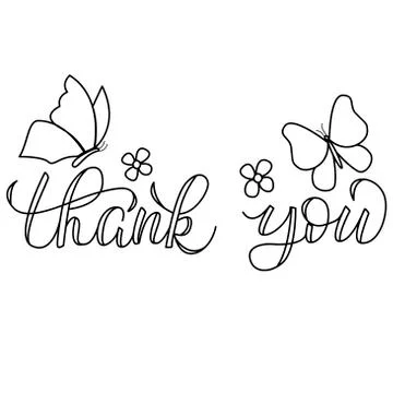 Vector lettering composition - thank you - on a white baclground. For the design Stock Illustration