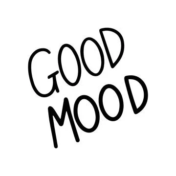 Vector lettering GOOD MOOD in doodle style isolated on white background. Funny, Stockillustratie