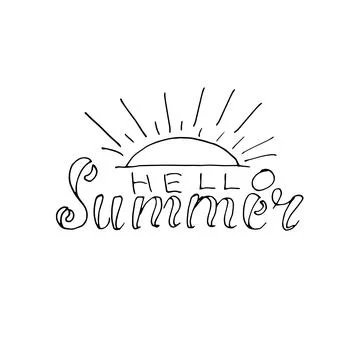 Vector lettering hand drawning phrase Summer time with sun Stock-Illustration