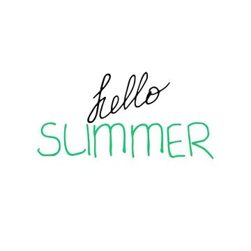 Vector lettering hand drawning phrase Hello summer, black and green Stock-Illustration