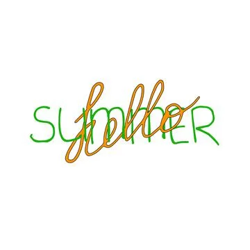 Vector lettering hand drawning phrase Hello summer, orange and green Illustrazione stock