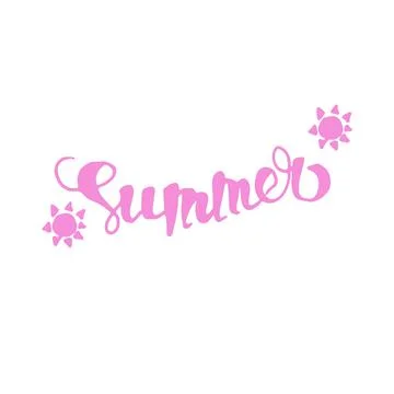 Vector lettering hand drawning Summer, pink on the white background Stock Illustration