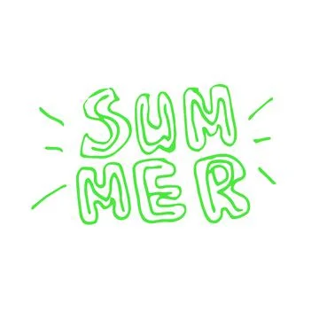 Vector lettering hand drawning Summer, green on the white background Stock Illustration