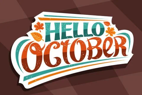 Vector lettering Hello October Stock Illustration