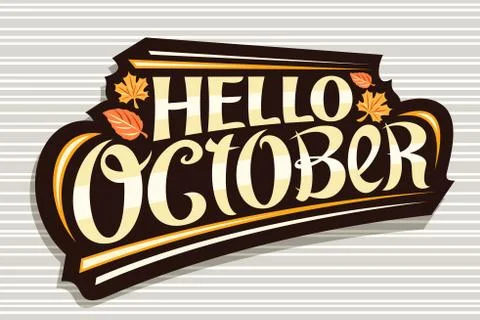 Vector lettering Hello October Stock Illustration