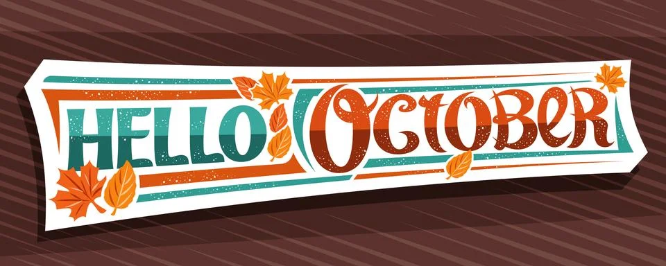 Vector lettering Hello October Stock Illustration