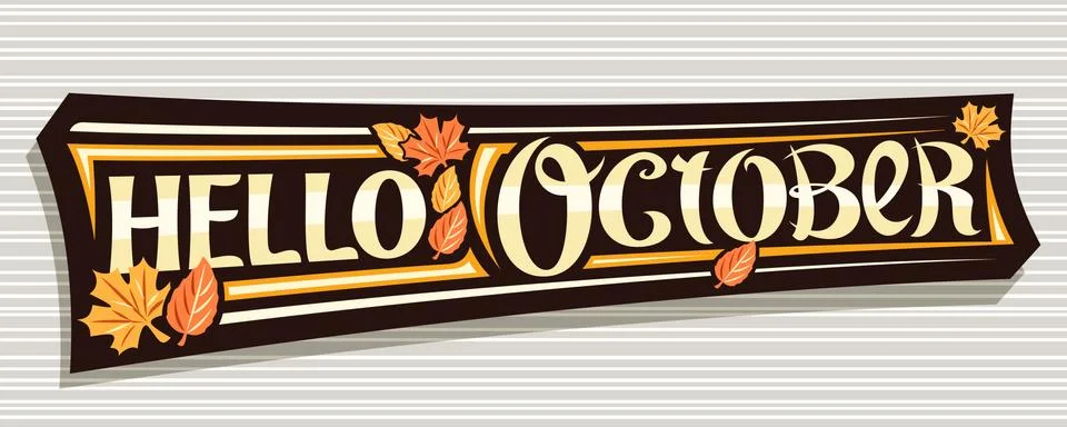 Vector lettering Hello October Stock Illustration