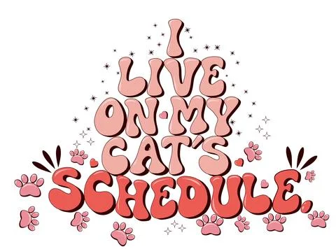 Vector lettering with humor about a cat, retro font and cartoon style. Stock Illustration