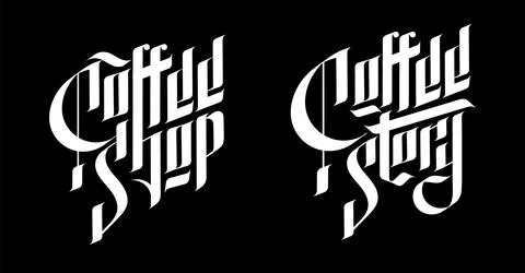 Vector lettering illustration in Gothic style. Set on black background Stock Illustration