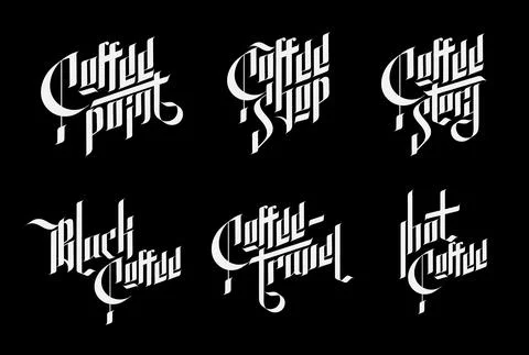 Vector lettering illustration in Gothic style. Set on black background Stock Illustration