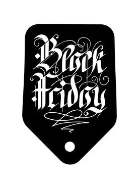 Vector lettering illustration. Hand drawn gothic german style. Black friday. Stock Illustration