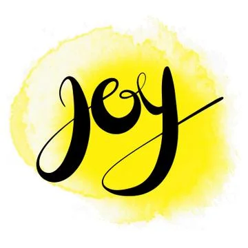 Vector lettering joy yellow background watecolor Stock Illustration