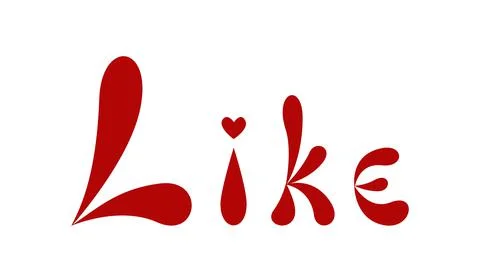 Vector lettering like with a red heart on a white background . Stock Illustration