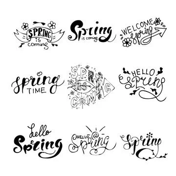 Vector lettering spring set Stock Illustration