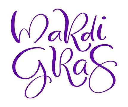 Vector lettering text for Mardi Gras carnival, filigree calligraphic font with Illustrazione stock