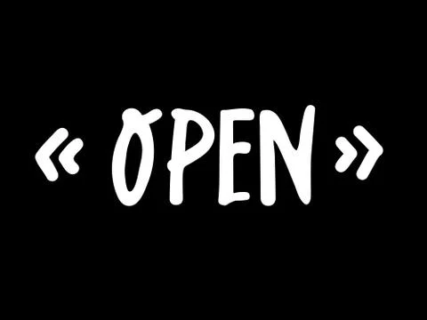 Vector lettering we're open for a door sign. Vector typography in vintage gru Stock Illustration
