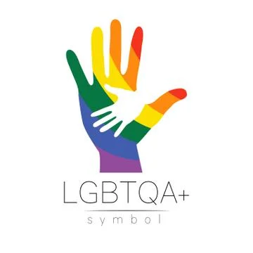 Vector LGBTQA logo symbol. Pride flag background. Icon for gay, lesbian Stock Illustration