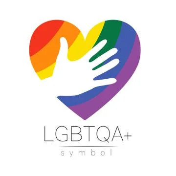 Vector LGBTQA logo symbol. Pride flag background. Icon for gay, lesbian Stock Illustration