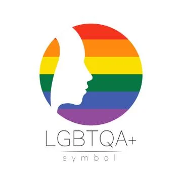 Vector LGBTQA logo symbol. Pride flag background. Icon for gay, lesbian Stock Illustration