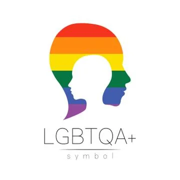 Vector LGBTQA logo symbol. Pride flag background. Icon for gay, lesbian Illustrazione stock