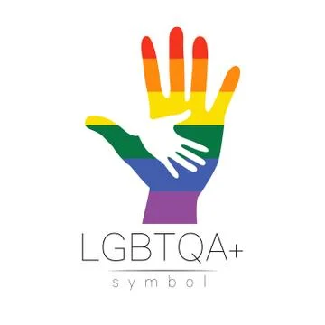 Vector LGBTQA logo symbol. Pride flag background. Icon for gay, lesbian Stock Illustration