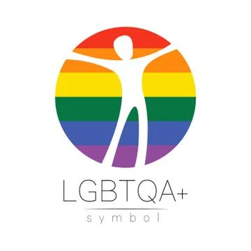 Vector LGBTQA logo symbol. Pride flag background. Icon for gay, lesbian Stock Illustration