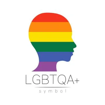 Vector LGBTQA logo symbol. Pride flag background. Icon for gay, lesbian Stock Illustration