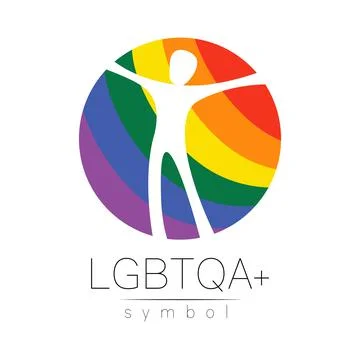 Vector LGBTQA logo symbol. Pride flag background. Icon for gay, lesbian Stock Illustration