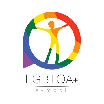 Vector LGBTQA logo symbol. Pride flag background. Icon for gay, lesbian Stock Illustration
