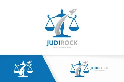 Vector libra and rocket logo combination. Scales and airplane symbol or icon Stock Illustration