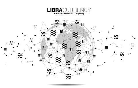 Vector libra digital currency icon with wireframe around grobe. Concept for c Stock Illustration