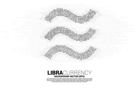 Vector libra digital currency icon from one and zero binary code digit matrix Stockillustratie