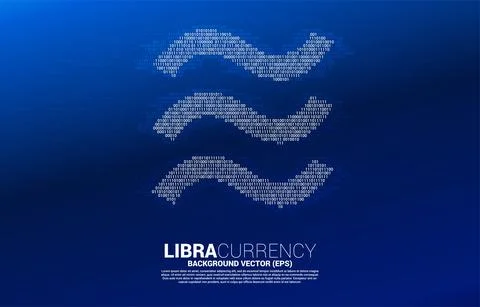 Vector libra digital currency icon from one and zero binary code digit matrix Stock Illustration