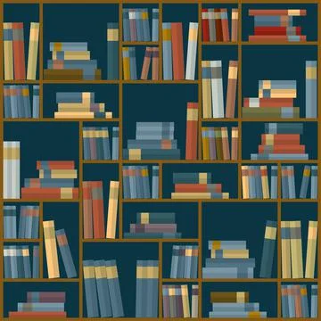Vector of library book background. Seamless pattern. Stock Illustration