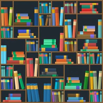 Vector of library book background. Seamless pattern. Stock Illustration