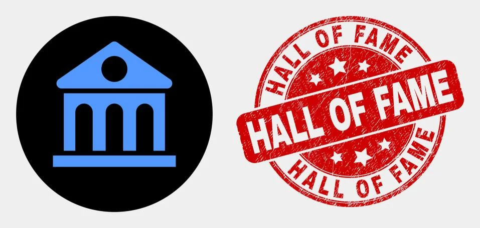 Vector Library Building Icon and Distress Hall of Fame Seal Stock Illustration