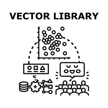 Vector library collection organizing data analysis process Stock Illustration