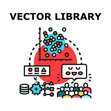 Vector library collection organizing data analysis process Stock Illustration