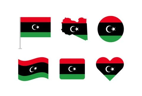 Vector Libya flag. Set of Libya Flags Collection. Stock Illustration