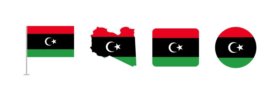 Vector Libya flag. Set of Libya Flags Collection. Stock Illustration